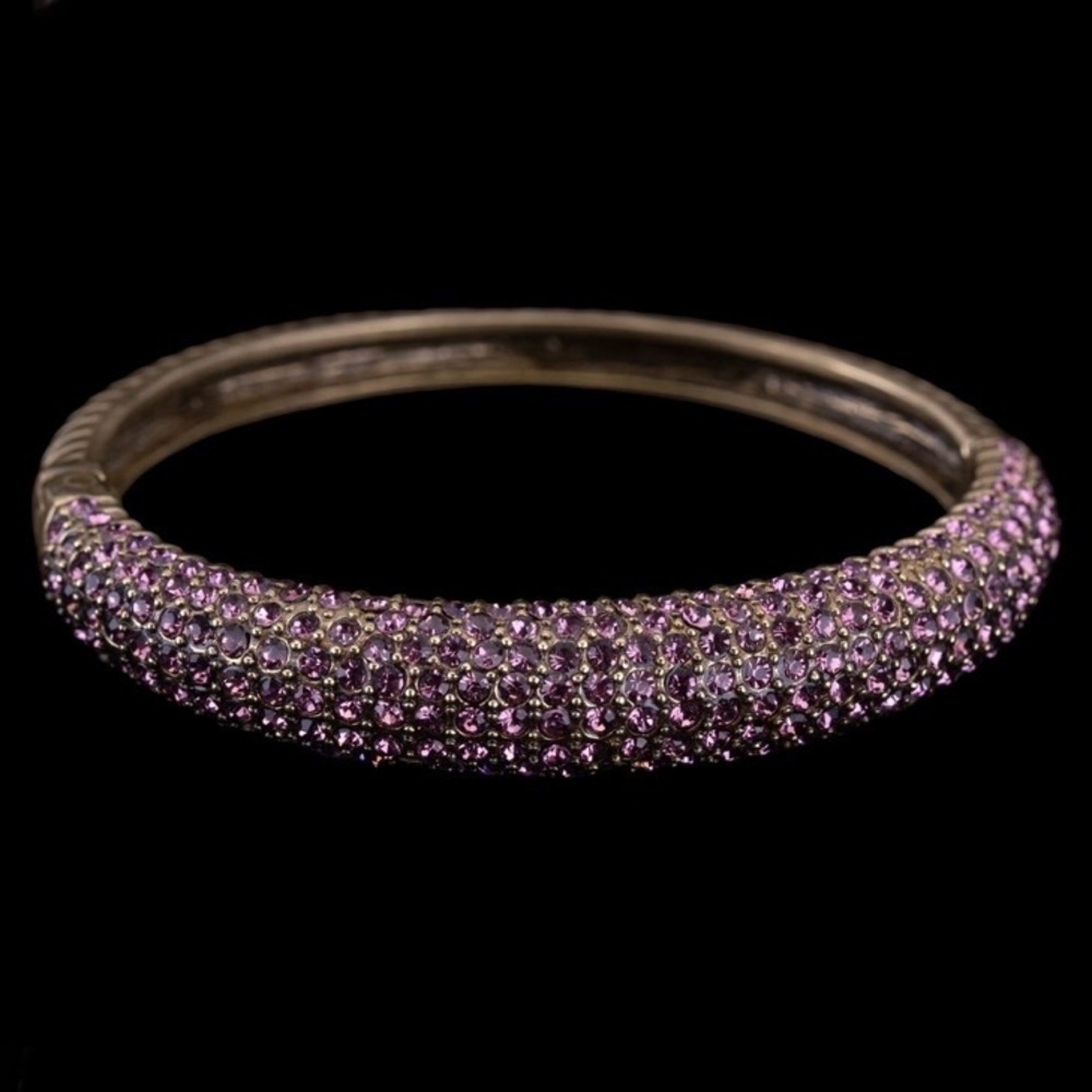 Heidi Daus Pink Crystal Hinge Bangle Bracelet - Picture 1 of 5